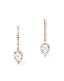 Joy Hoop Pear-Cut Diamond 2x0.10ct Pink Gold Earrings