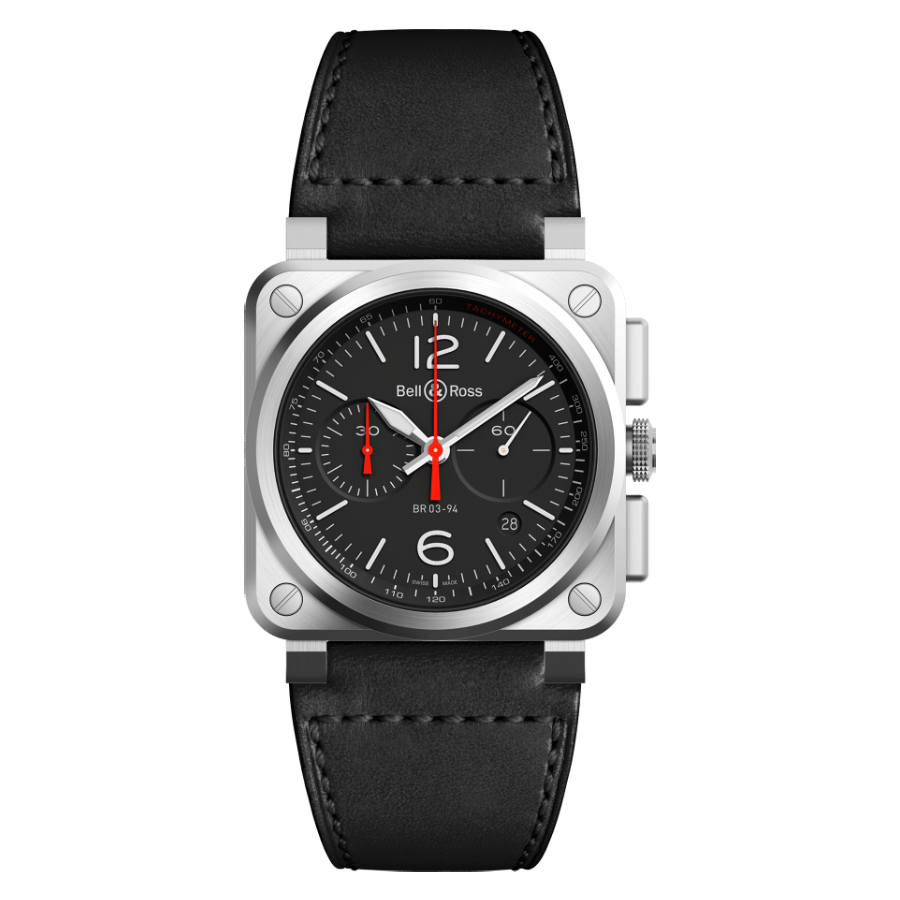 Men's watch / unisex  BELL & ROSS, BR 03-94 Black Steel / 42mm, SKU: BR0394-BLC-ST/SCA | watchphilosophy.co.uk