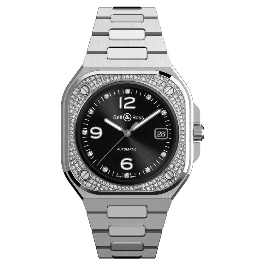 Men's watch / unisex  BELL & ROSS, BR 05 Diamond / 40mm, SKU: BR05A-BL-STFLD/SST | watchphilosophy.co.uk