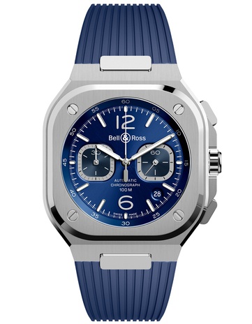 Men's watch / unisex  BELL & ROSS, BR 05 Chrono Blue Steel / 42mm, SKU: BR05C-BLU-ST/SRB | watchphilosophy.co.uk