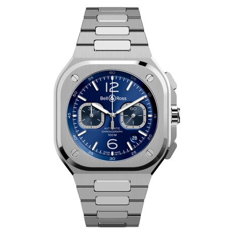 Men's watch / unisex  BELL & ROSS, BR 05 Chrono Blue Steel / 42mm, SKU: BR05C-BU-ST/SST | watchphilosophy.co.uk