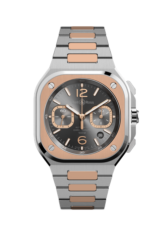 Men's watch / unisex  BELL & ROSS, BR 05 Chrono Grey Steel & Gold / 42mm, SKU: BR05C-RTH-STPG/SSG | watchphilosophy.co.uk
