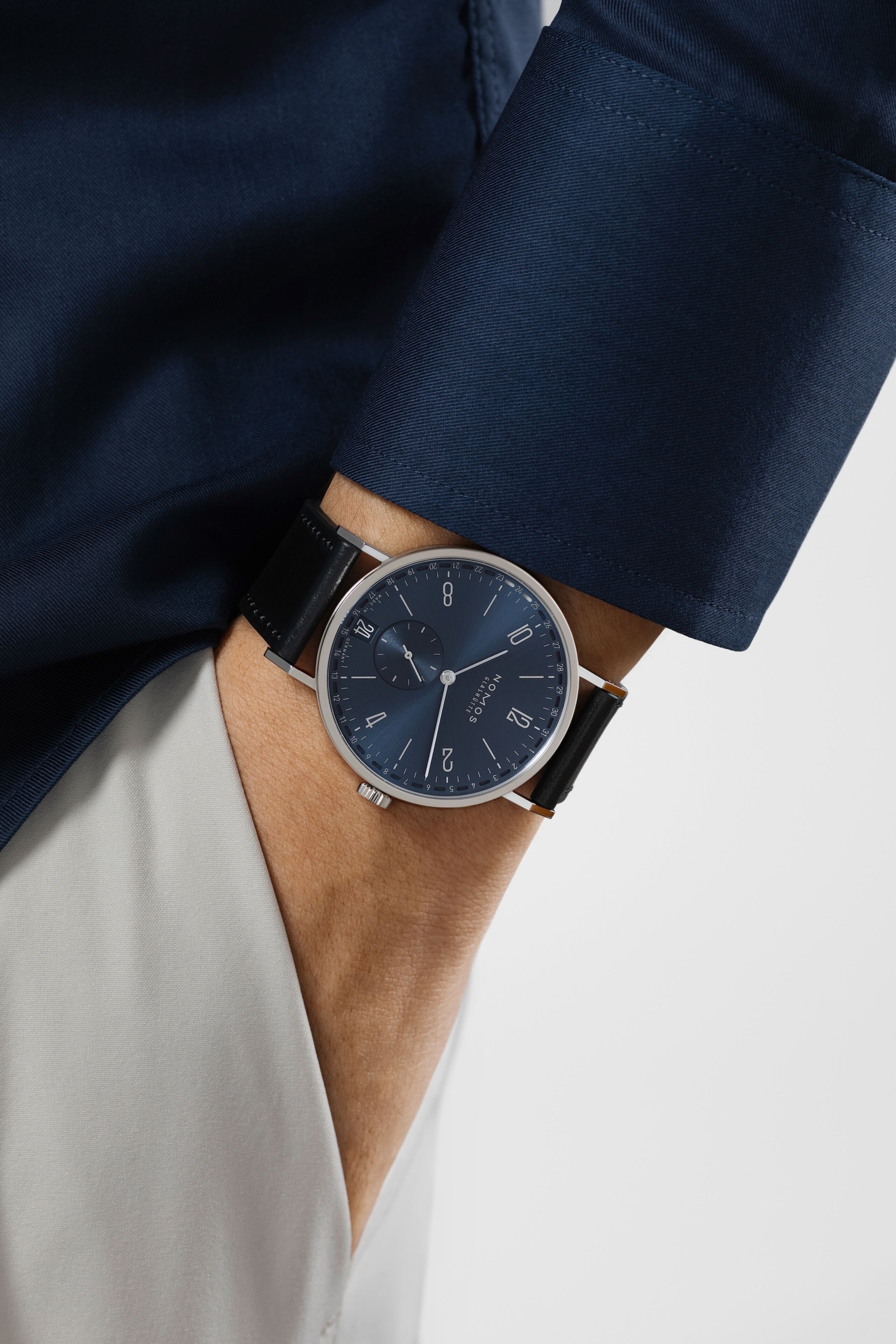 Men's watch / unisex NOMOS GLASHÜTTE, Tangente 2Date Blue / 37.50mm, SKU: 136.SB | watchphilosophy.co.uk