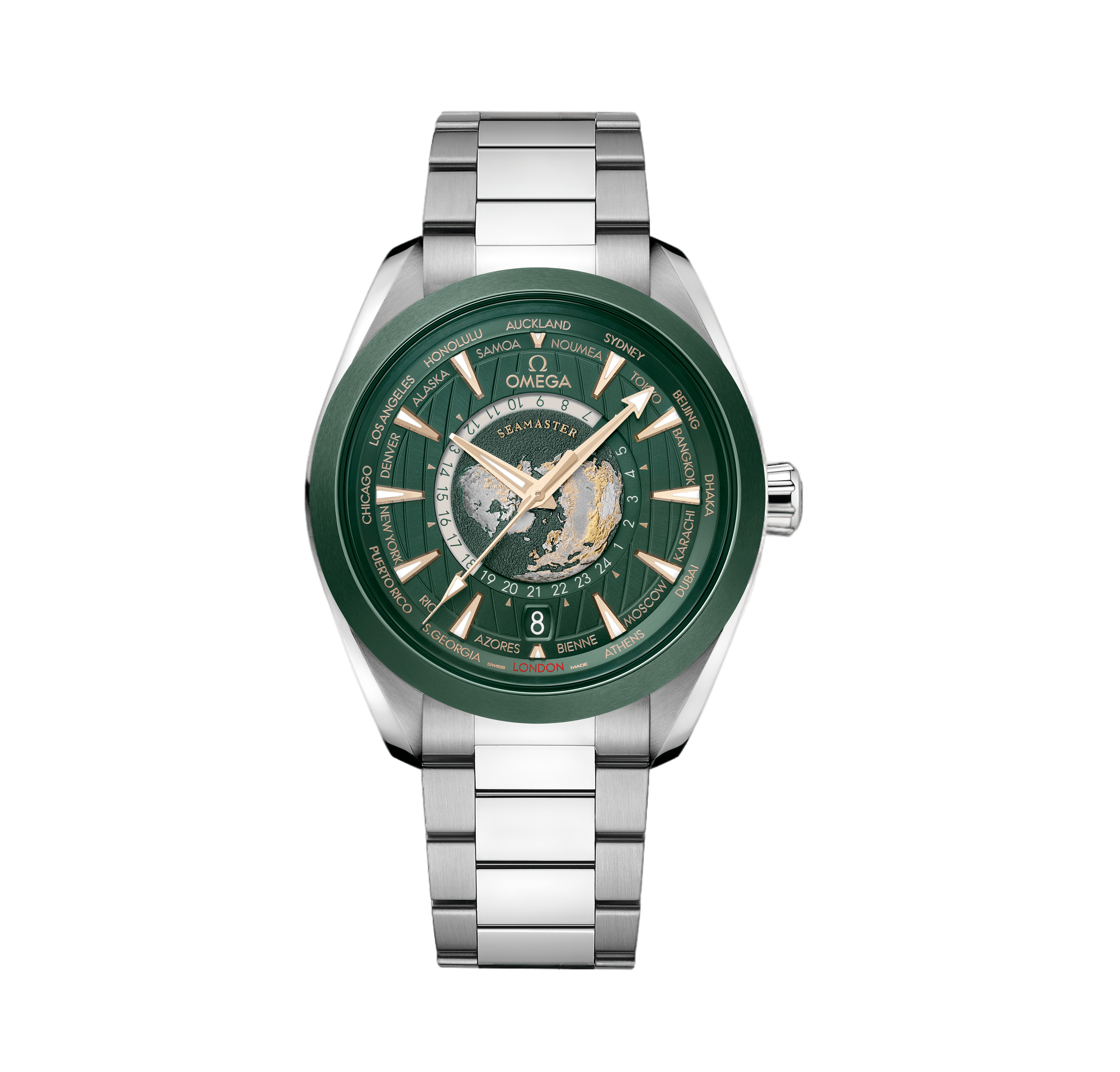 Men's watch / unisex  OMEGA, Seamaster Aqua Terra 150m Co Axial Master Chronometer GMT Worldtimer / 43mm, SKU: 220.30.43.22.10.001 | watchphilosophy.co.uk