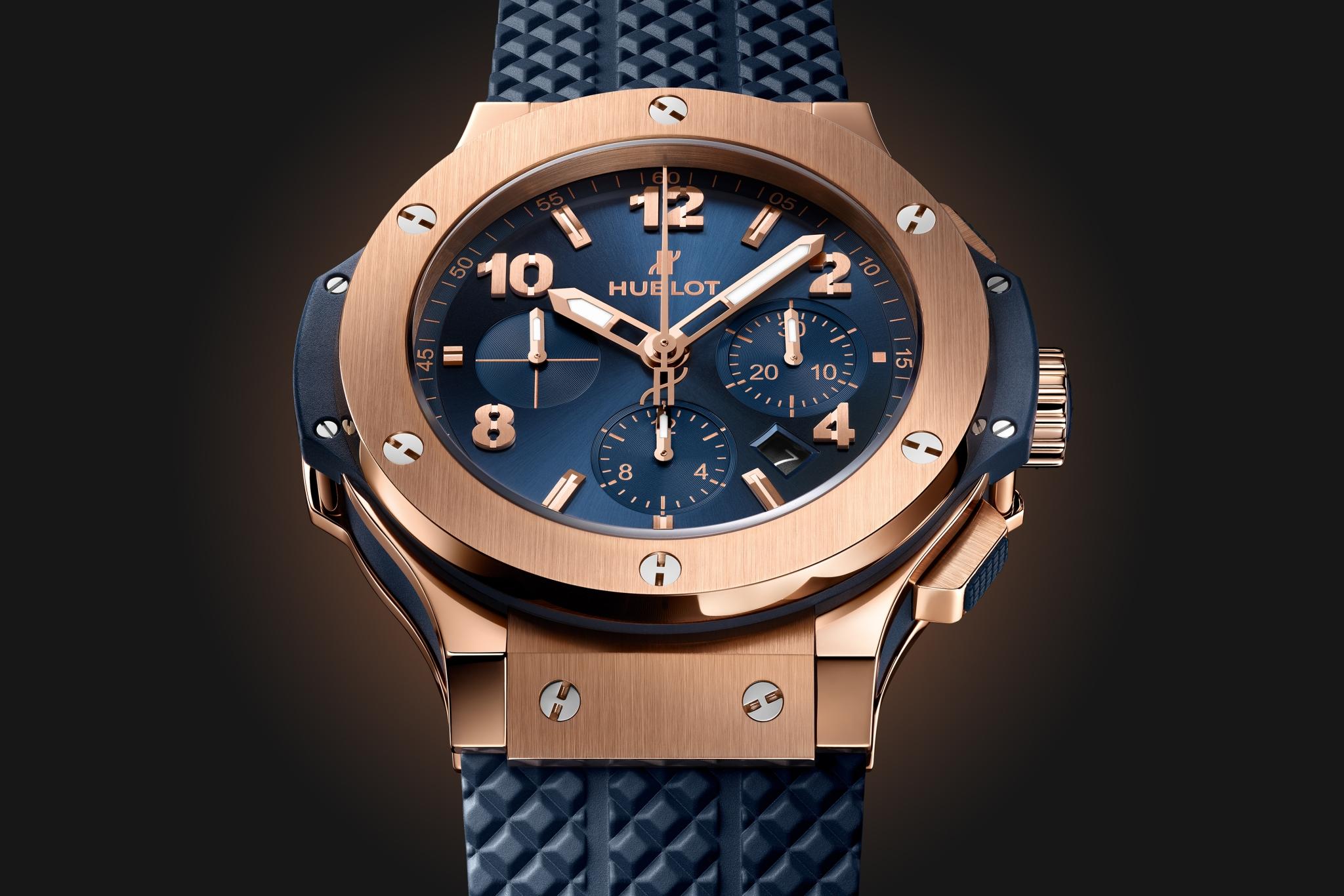 Men's watch / unisex  HUBLOT, Big Bang Original Gold Blue / 44mm, SKU: 301.PX.710.RX | watchphilosophy.co.uk