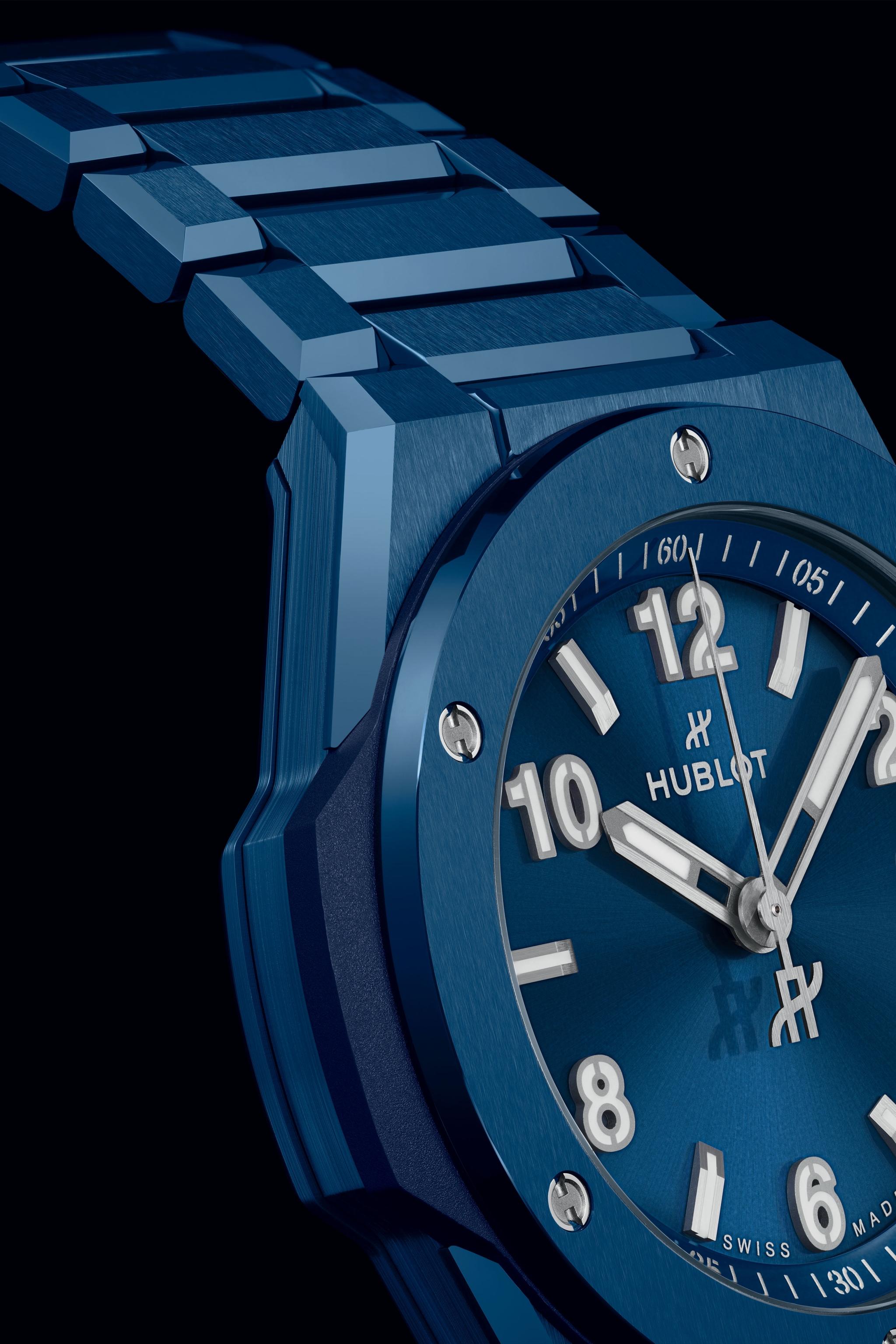 Men's watch / unisex HUBLOT, Big Bang Integrated Time Only Blue Magic / 38mm, SKU: 457.EX.7170.EX | watchphilosophy.co.uk