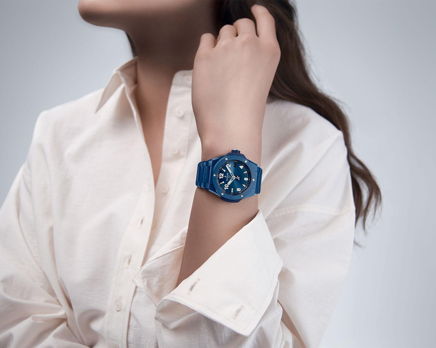Men's watch / unisex HUBLOT, Big Bang Integrated Time Only Blue Magic / 38mm, SKU: 457.EX.7170.EX | watchphilosophy.co.uk
