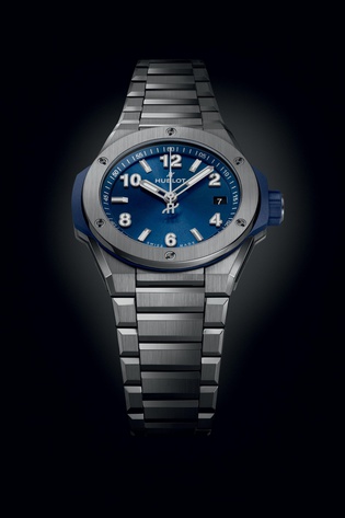 Men's watch / unisex HUBLOT, Big Bang Integrated Time Only Titanium Blue / 38mm, SKU: 457.NX.7170.NX | watchphilosophy.co.uk