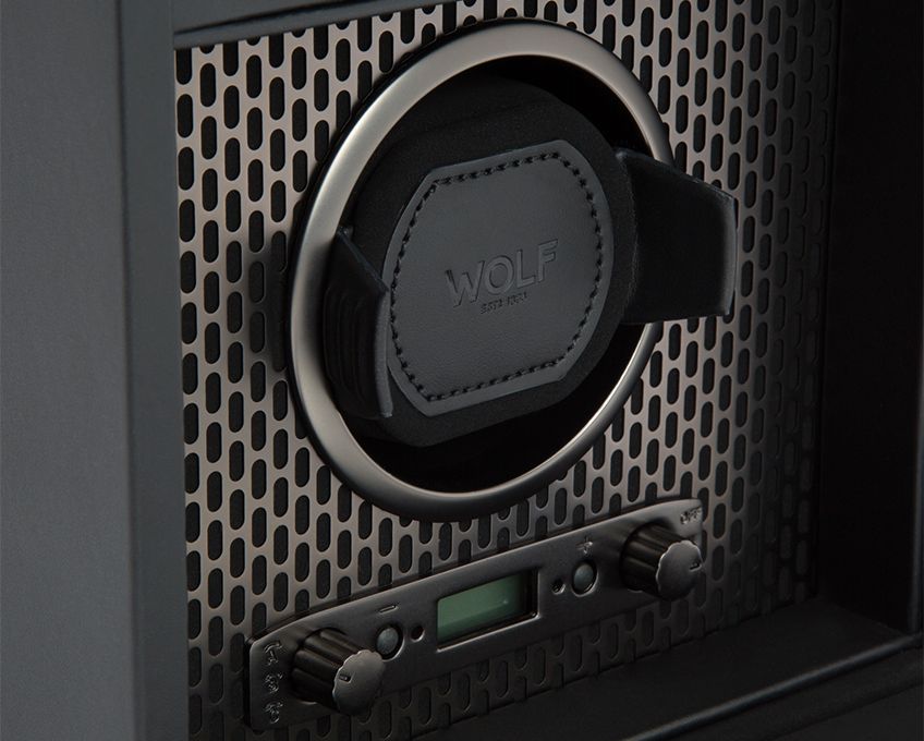 WOLF 1834, Axis Single Watch Winder With Storage, SKU: 469203 | watchphilosophy.co.uk