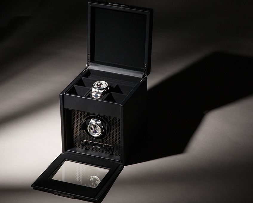 WOLF 1834, Axis Single Watch Winder With Storage, SKU: 469203 | watchphilosophy.co.uk