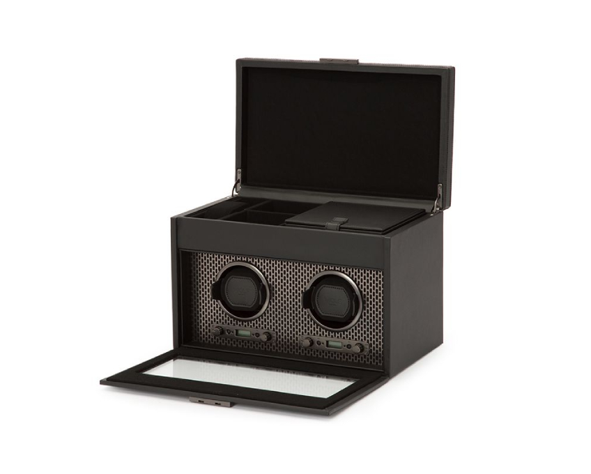 WOLF 1834, Axis Double Watch Winder With Storage, SKU: 469303 | watchphilosophy.co.uk