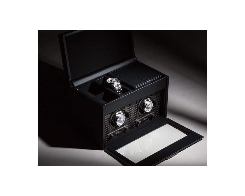 WOLF 1834, Axis Double Watch Winder With Storage, SKU: 469303 | watchphilosophy.co.uk