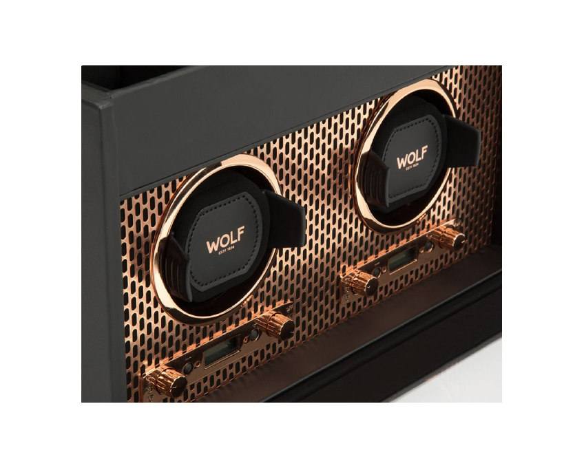 WOLF 1834, Axis Double Watch Winder With Storage, SKU: 469316 | watchphilosophy.co.uk