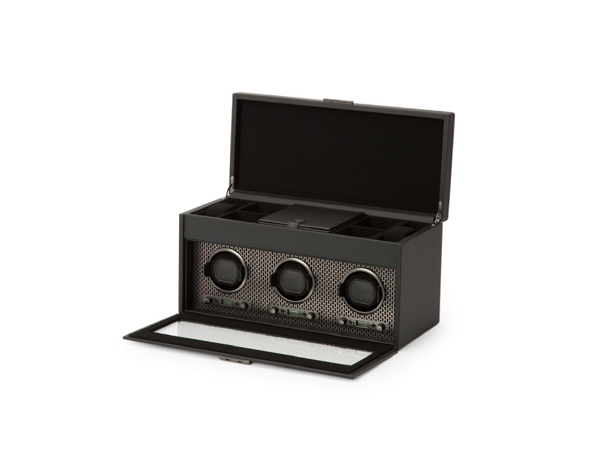 WOLF 1834, Axis Triple Watch Winder With Storage, SKU: 469403 | watchphilosophy.co.uk