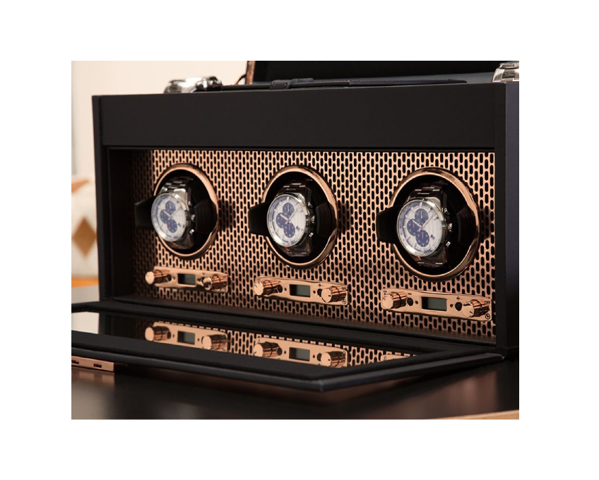 WOLF 1834, Axis Triple Watch Winder With Storage, SKU: 469416 | watchphilosophy.co.uk