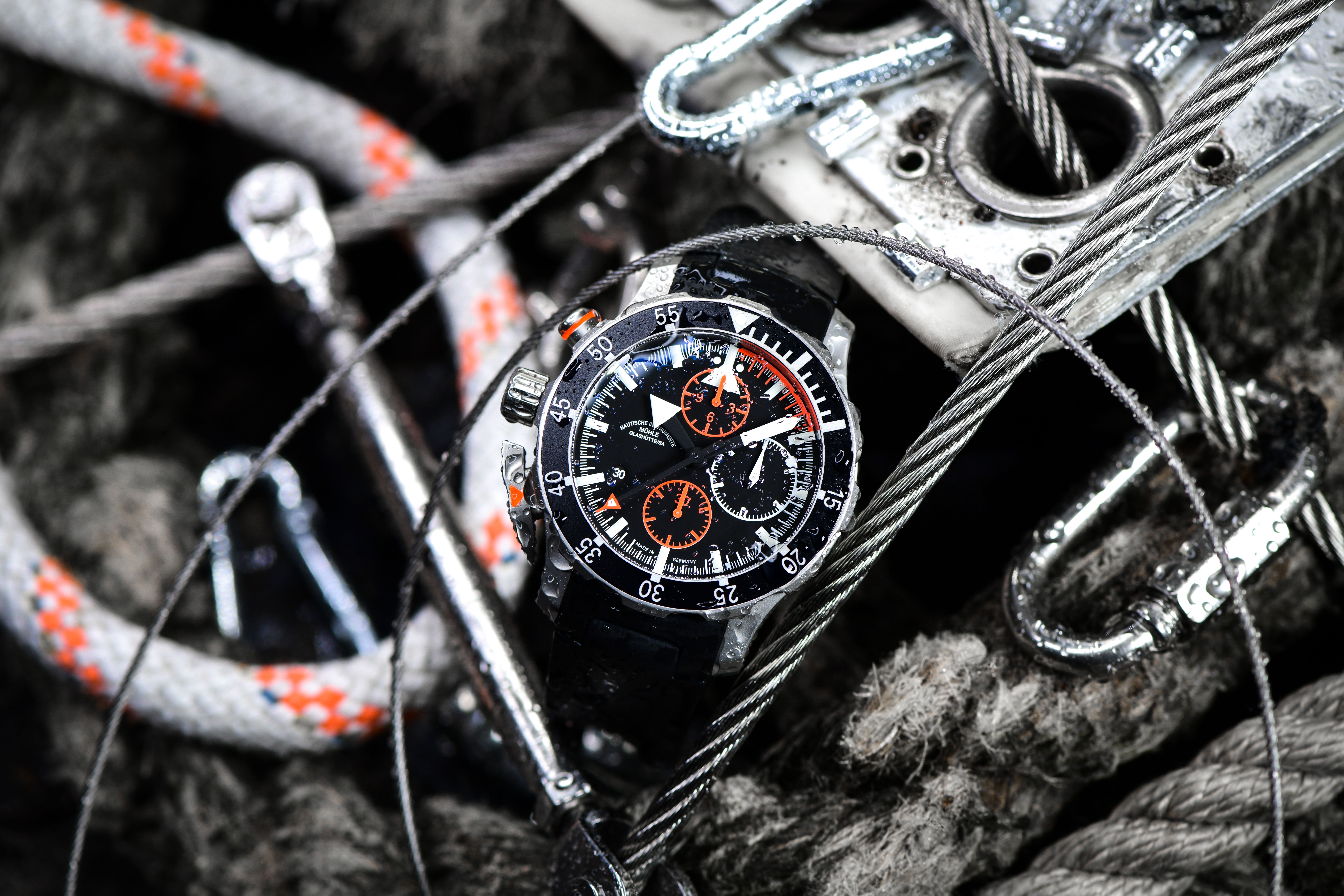 Men's watch / unisex MÜHLE-GLASHÜTTE, S.A.R. Flieger-Chronograph / 45 mm, SKU: M1-41-33-KB | watchphilosophy.co.uk