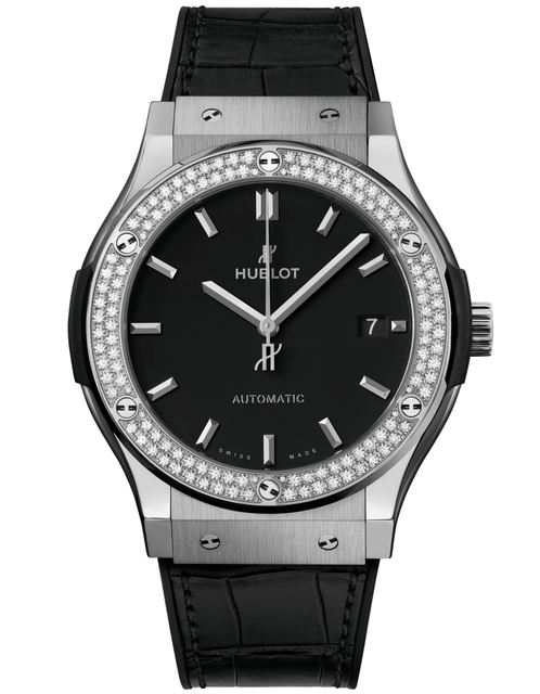 Men's watch / unisex HUBLOT, Classic Fusion Titanium Diamonds / 45mm, SKU: 511.NX.1171.LR.1104 | watchphilosophy.co.uk