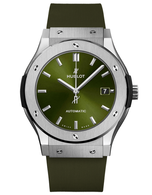 Men's watch / unisex HUBLOT, Classic Fusion Titanium Green / 45mm, SKU: 511.NX.8970.RX | watchphilosophy.co.uk
