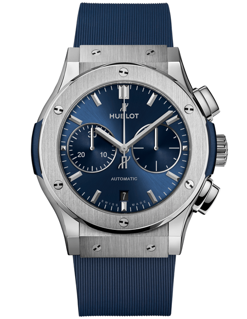 Men's watch / unisex HUBLOT, Classic Fusion Chronograph Titanium Blue / 45mm, SKU: 521.NX.7170.RX | watchphilosophy.co.uk