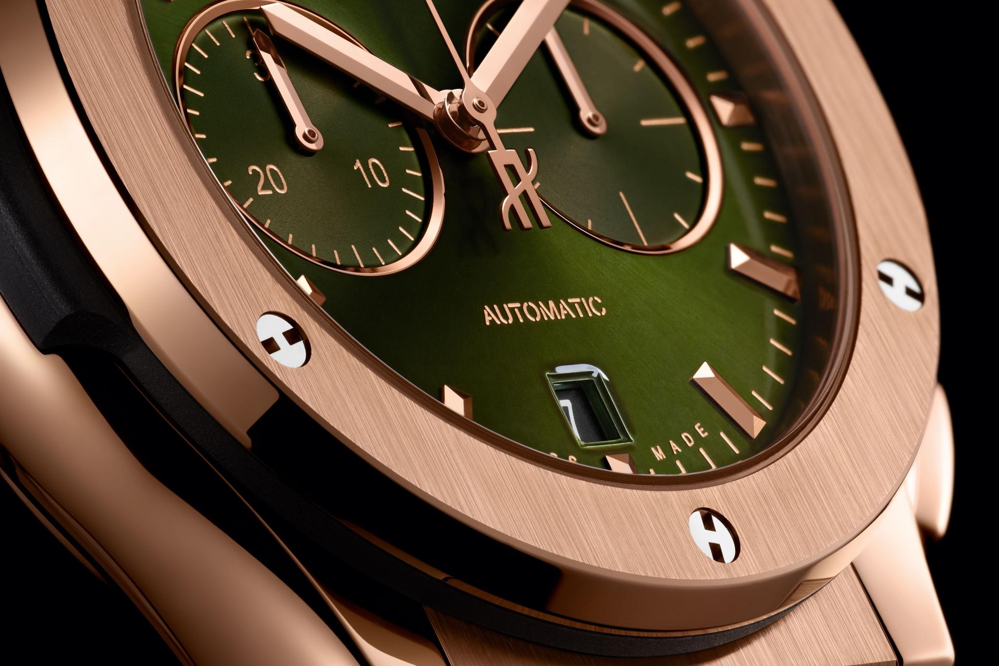 Men's watch / unisex HUBLOT, Classic Fusion Chronograph King Gold Green / 42mm, SKU: 541.OX.8980.RX | watchphilosophy.co.uk