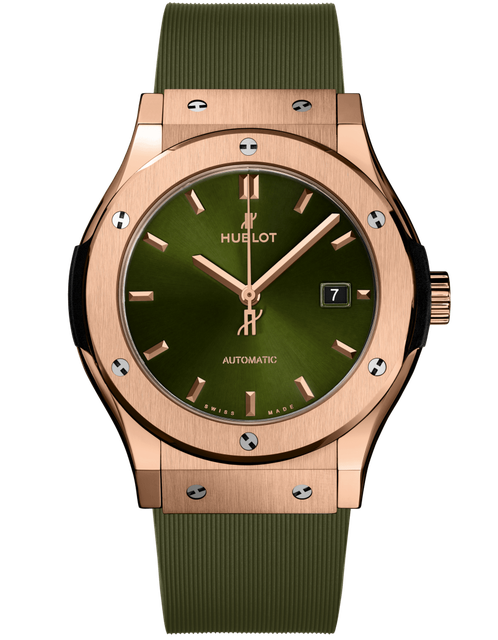Men's watch / unisex HUBLOT, Classic Fusion King Gold Green / 42mm, SKU: 542.OX.8980.RX | watchphilosophy.co.uk