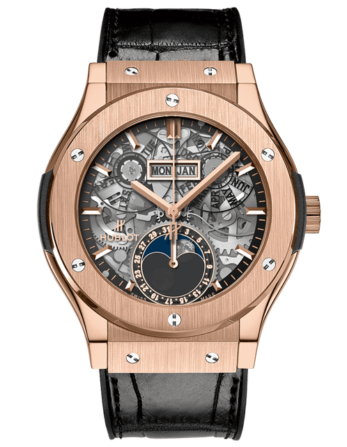 Men's watch / unisex HUBLOT, Classic Fusion Aerofusion Moonphase King Gold / 42mm, SKU: 547.OX.0180.LR | watchphilosophy.co.uk
