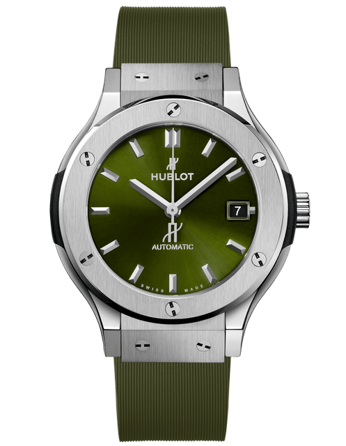Men's watch / unisex HUBLOT, Classic Fusion Titanium Green / 38mm, SKU: 565.NX.8970.RX | watchphilosophy.co.uk