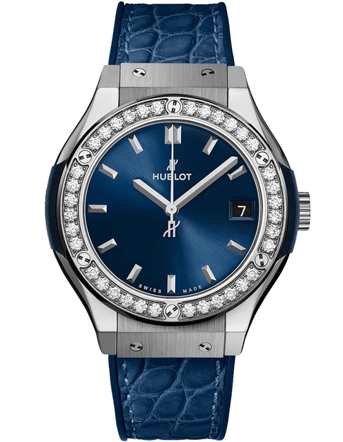 Ladies' watch  HUBLOT, Classic Fusion Titanium Diamonds / 33mm, SKU: 581.NX.7170.LR.1104 | watchphilosophy.co.uk