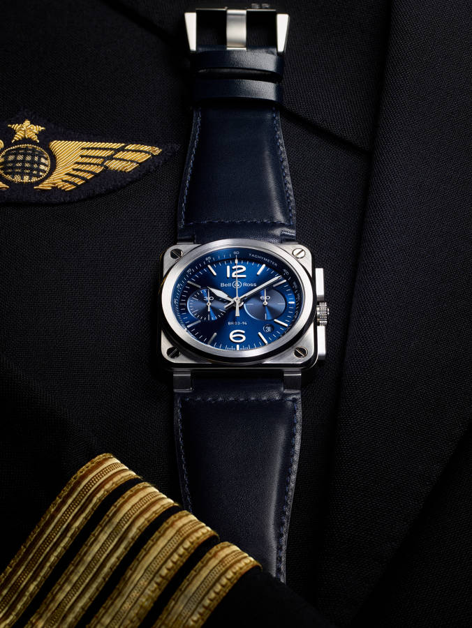 Men's watch / unisex BELL & ROSS, BR 03-94 Blue Steel / 42mm, SKU: BR0394-BLU-ST/SCA | watchphilosophy.co.uk