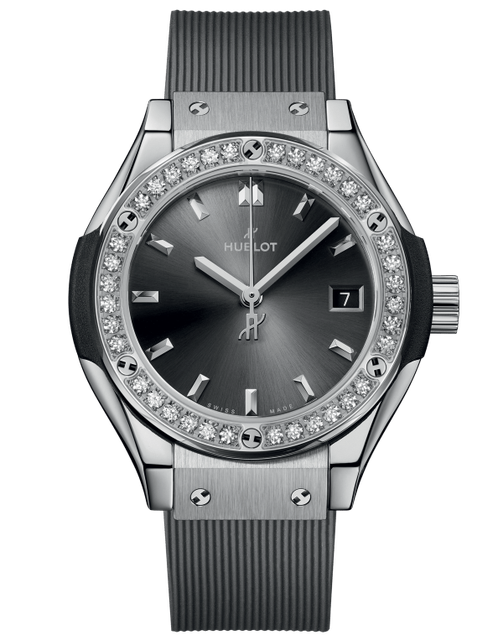 Ladies' watch HUBLOT, Classic Fusion Titanium Grey Diamonds / 29mm, SKU: 591.NX.7070.RX.1204 | watchphilosophy.co.uk