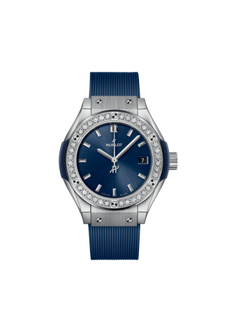 Ladies' watch HUBLOT, Classic Fusion Titanium Blue Diamonds / 29mm, SKU: 591.NX.7170.RX.1204 | watchphilosophy.co.uk