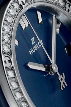 Ladies' watch HUBLOT, Classic Fusion Titanium Blue Diamonds / 29mm, SKU: 591.NX.7170.RX.1204 | watchphilosophy.co.uk