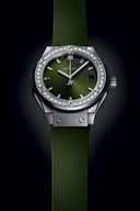 Ladies' watch HUBLOT, Classic Fusion Titanium Green Diamonds / 29mm, SKU: 591.NX.8970.RX.1204 | watchphilosophy.co.uk
