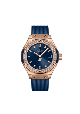 Ladies' watch HUBLOT, Classic Fusion King Gold Blue Diamonds / 29mm, SKU: 591.OX.7180.RX.1204 | watchphilosophy.co.uk