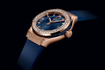 Ladies' watch HUBLOT, Classic Fusion King Gold Blue Diamonds / 29mm, SKU: 591.OX.7180.RX.1204 | watchphilosophy.co.uk