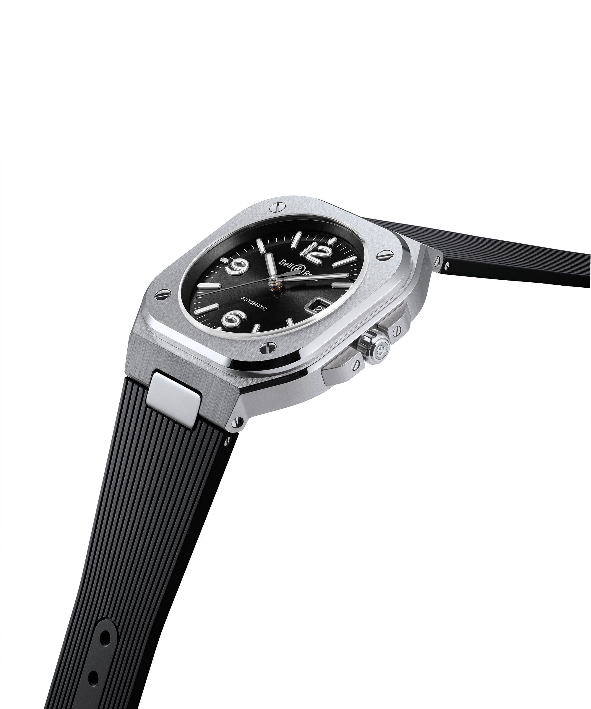 Men's watch / unisex  BELL & ROSS, BR 05 Black Steel / 40mm, SKU: BR05A-BL-ST/SRB | watchphilosophy.co.uk
