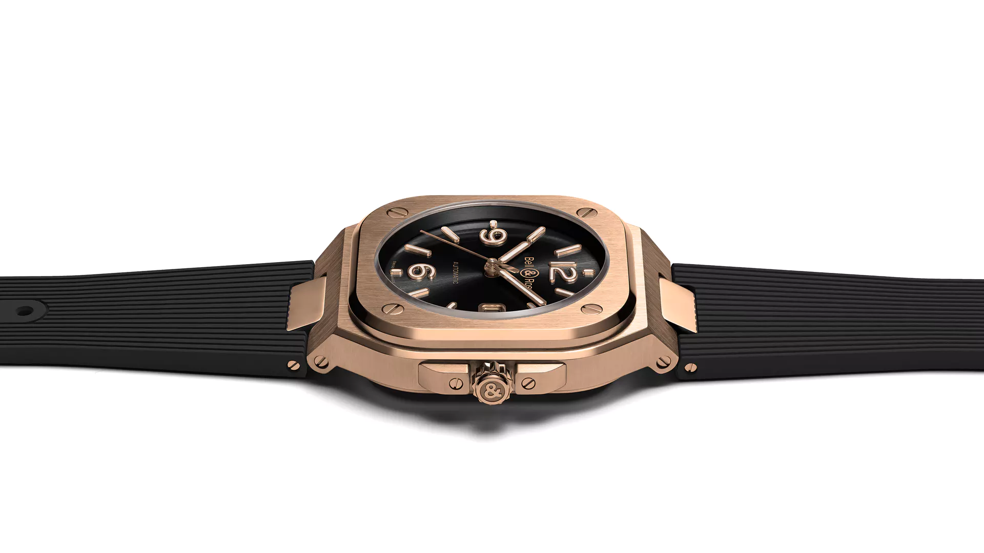Men's watch / unisex  BELL & ROSS, BR 05 Gold / 40mm, SKU: BR05A-BL-PG/SRB | watchphilosophy.co.uk
