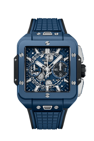 Men's watch / unisex HUBLOT, Square Bang Unico Blue Ceramic / 42mm, SKU: 821.EX.5170.RX | watchphilosophy.co.uk