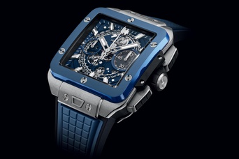 Men's watch / unisex HUBLOT, Square Bang Unico Titanium Blue Ceramic / 42mm, SKU: 821.NL.5170.RX | watchphilosophy.co.uk