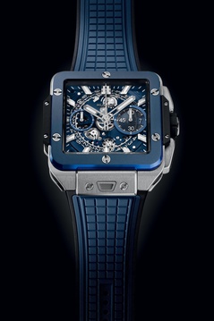 Men's watch / unisex HUBLOT, Square Bang Unico Titanium Blue Ceramic / 42mm, SKU: 821.NL.5170.RX | watchphilosophy.co.uk