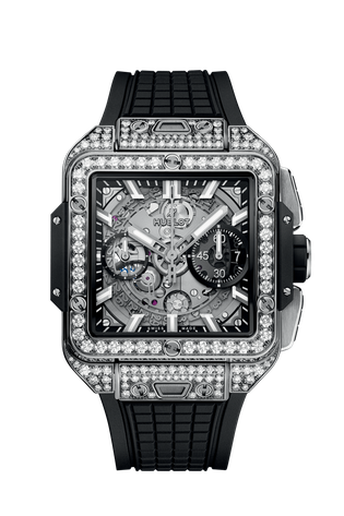 Men's watch / unisex  HUBLOT, Square Bang Unico Titanium Pave / 42mm, SKU: 821.NX.0170.RX.1604 | watchphilosophy.co.uk