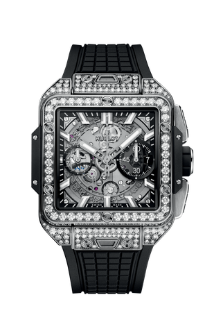Men's watch / unisex HUBLOT, Square Bang Unico Titanium Pave / 42mm, SKU: 821.NX.0170.RX.1604 | watchphilosophy.co.uk