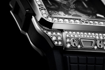 Men's watch / unisex HUBLOT, Square Bang Unico Titanium Pave / 42mm, SKU: 821.NX.0170.RX.1604 | watchphilosophy.co.uk