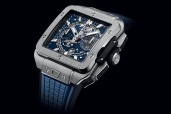 Men's watch / unisex HUBLOT, Square Bang Unico Titanium Blue / 42mm, SKU: 821.NX.5170.RX | watchphilosophy.co.uk