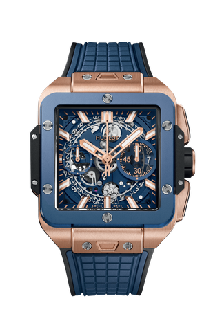 Men's watch / unisex HUBLOT, Square Bang Unico King Gold Blue Ceramic / 42mm, SKU: 821.OL.5180.RX | watchphilosophy.co.uk