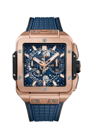 Men's watch / unisex HUBLOT, Square Bang Unico King Gold Blue / 42mm, SKU: 821.OX.5180.RX | watchphilosophy.co.uk