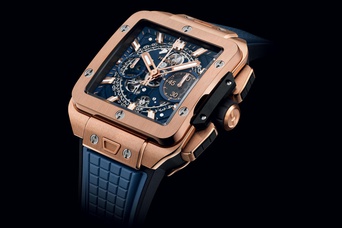Men's watch / unisex HUBLOT, Square Bang Unico King Gold Blue / 42mm, SKU: 821.OX.5180.RX | watchphilosophy.co.uk