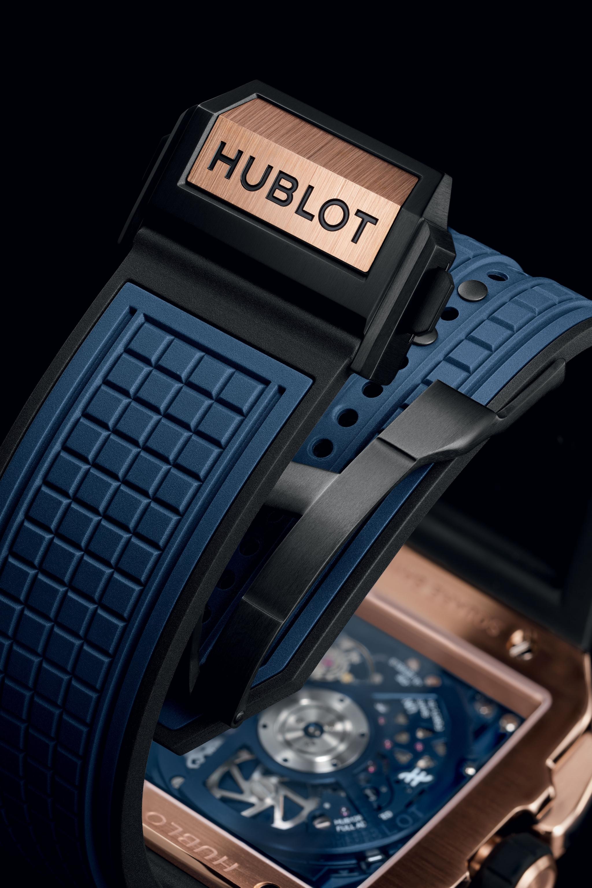 Men's watch / unisex HUBLOT, Square Bang Unico King Gold Blue / 42mm, SKU: 821.OX.5180.RX | watchphilosophy.co.uk