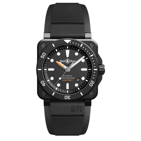 Men's watch / unisex BELL & ROSS, BR 03-92 Diver Black Matte / 42mm, SKU: BR0392-D-BL-CE/SRB | watchphilosophy.co.uk