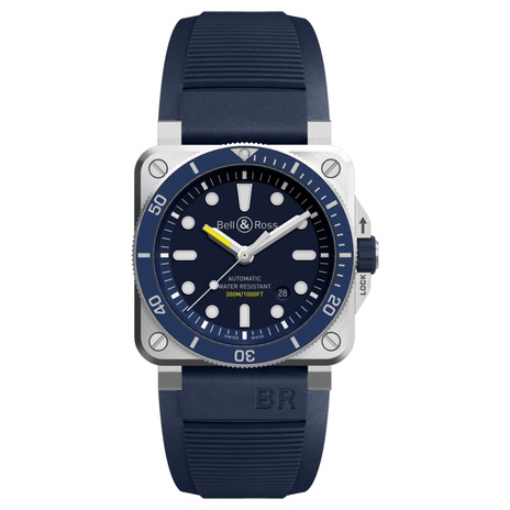 Men's watch / unisex BELL & ROSS, BR 03-92 Diver Blue / 42mm, SKU: BR0392-D-BU-ST/SRB | watchphilosophy.co.uk